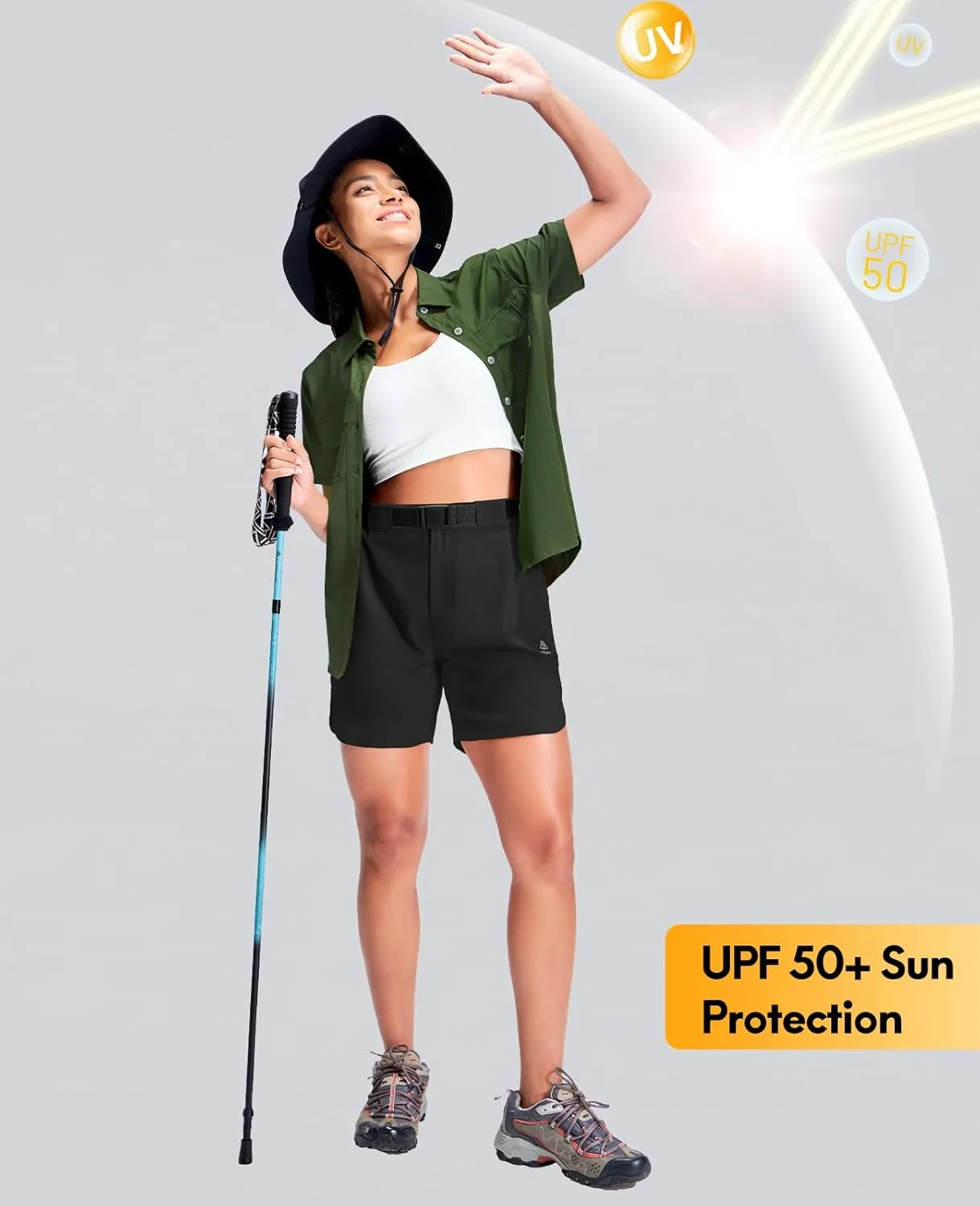 Haimont Women’s Hiking Shorts 5 inch with Pockets and Belt Quick Dry Stretch Lightweight Camping Travel Outdoor Shorts