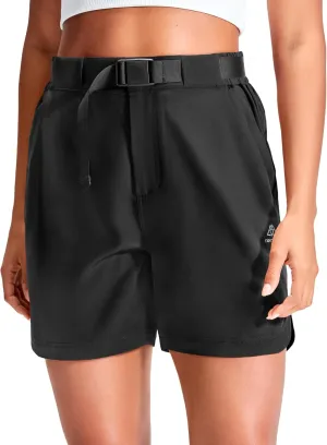 Haimont Women’s Hiking Shorts 5 inch with Pockets and Belt Quick Dry Stretch Lightweight Camping Travel Outdoor Shorts