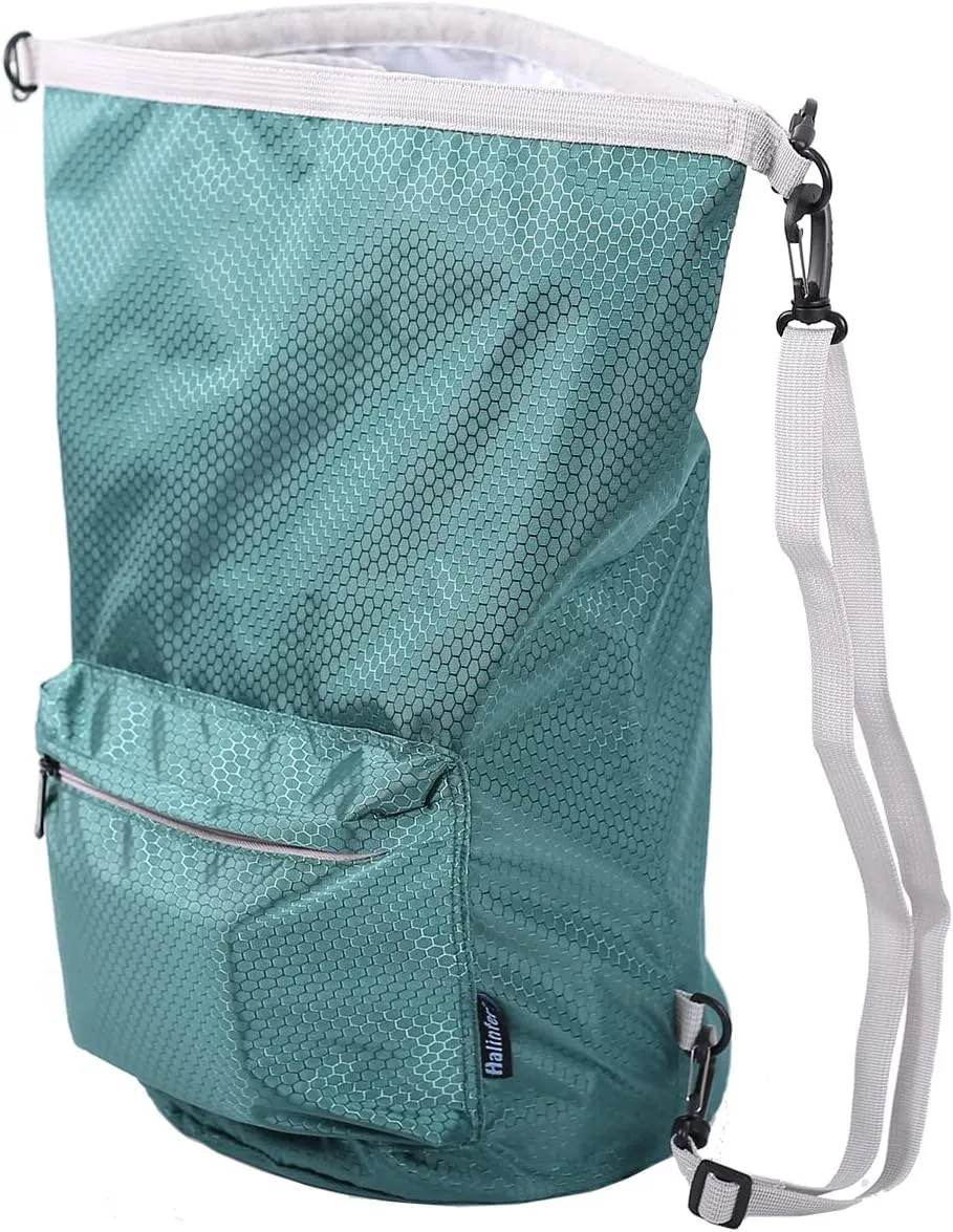 halinfer Dog Food Travel Container Bag, Kibble Carrier 42 Cups 10L with Storage Front Pocket and Shoulder Strap for Travel, Hiking and Camping (Green)