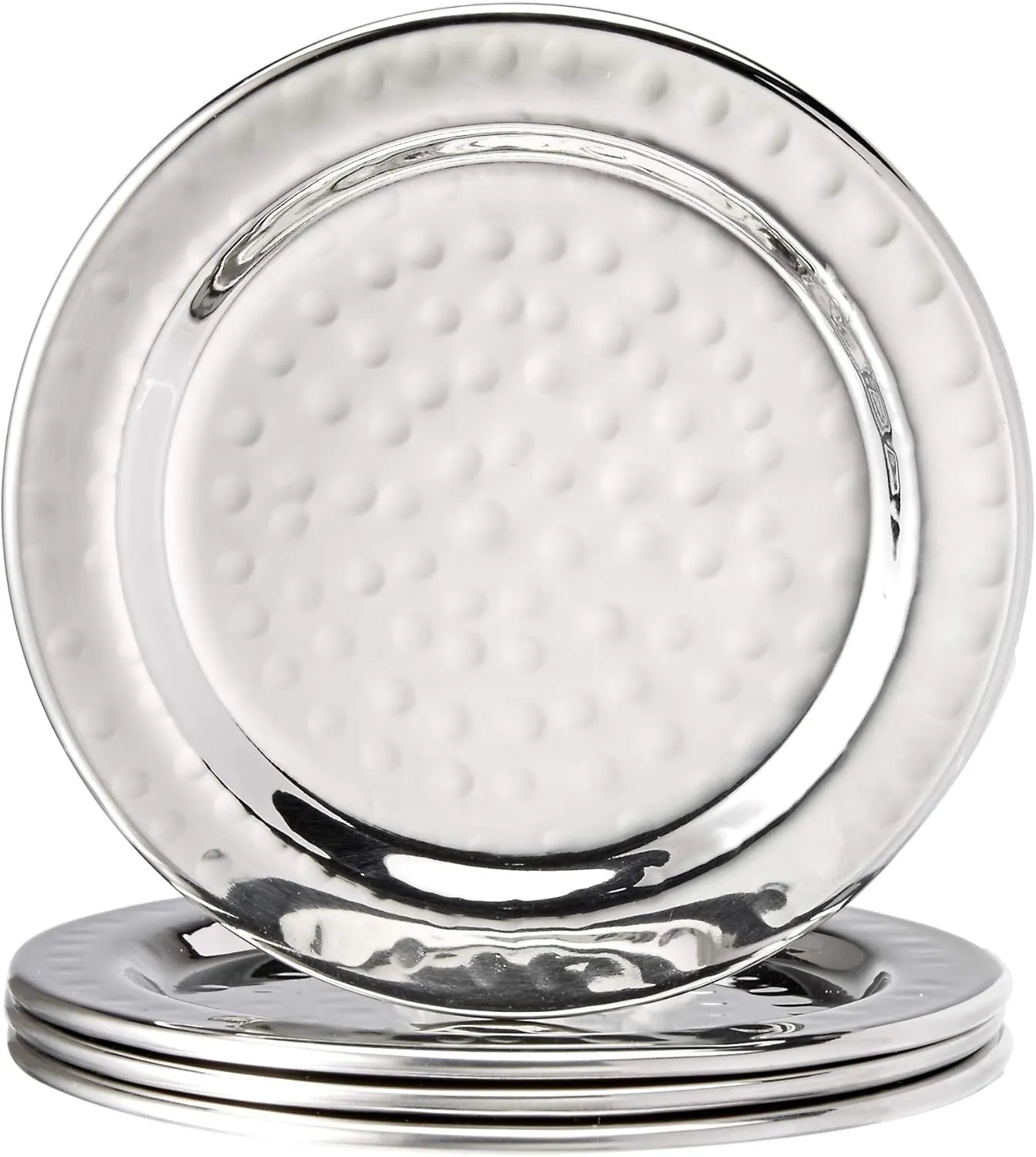 Hammered 4-Inch Stainless Steel Coasters, Set Of 4