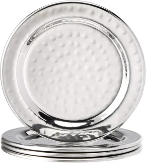 Hammered 4-Inch Stainless Steel Coasters, Set Of 4
