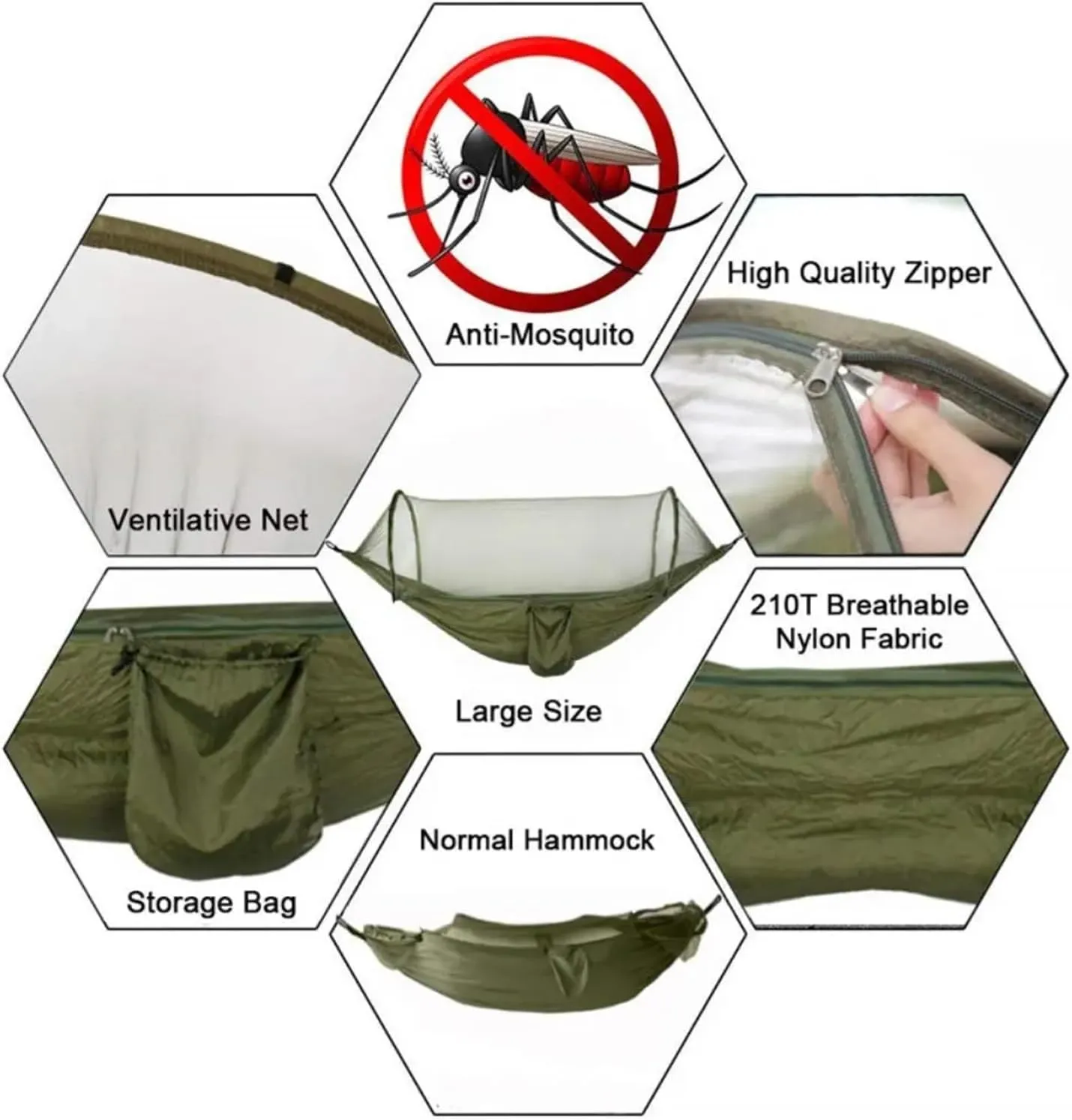 Hammock Automatic Quick Opening Mosquito net Hammock 250 * 120CM Camping Essentials(Camouflage)