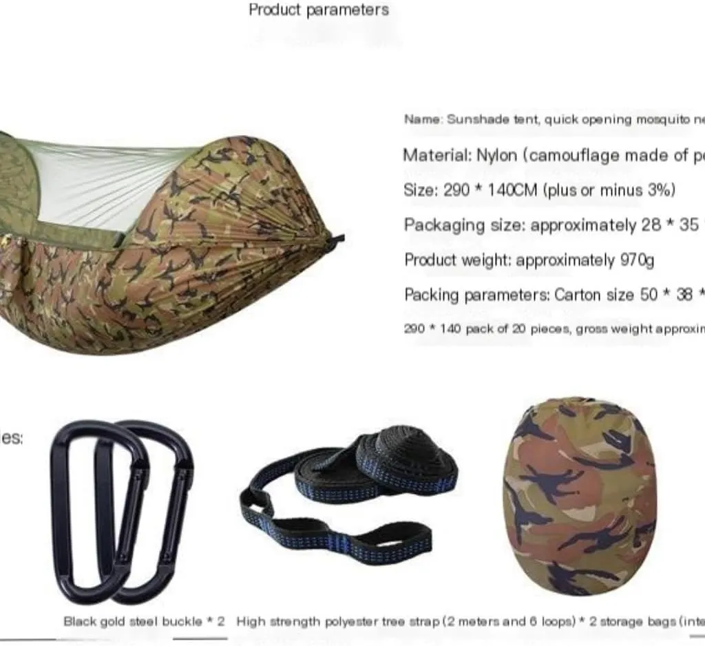 Hammock Automatic Quick-Opening Mosquito Net Hammock Camping Outdoor Sunshade Anti-Mosquito Hammock Tent Indoor Swing Hammocks for Outside(Green)