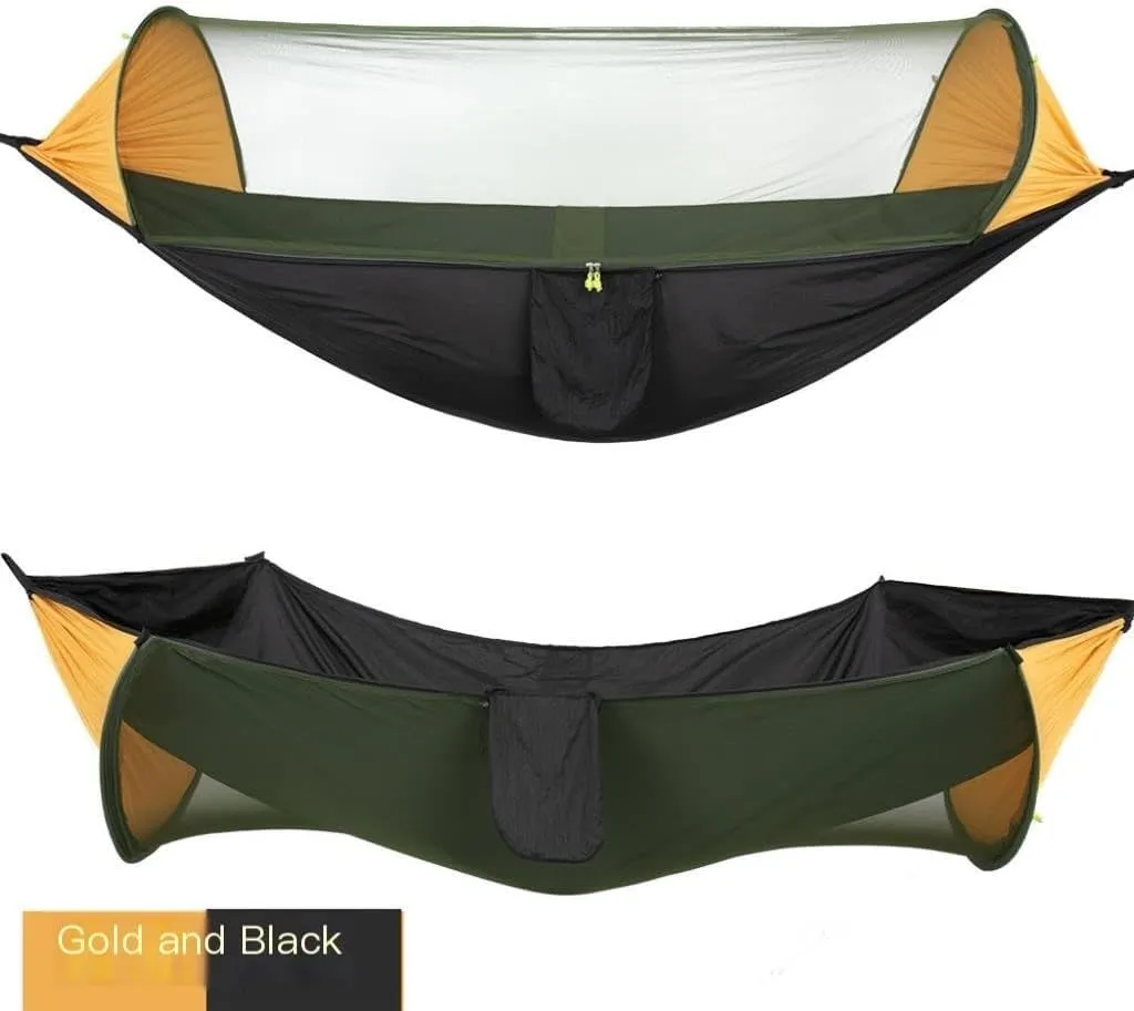 Hammock Automatic Quick-Opening Mosquito Net Hammock Camping Outdoor Sunshade Anti-Mosquito Hammock Tent Indoor Swing Hammocks for Outside(Green)