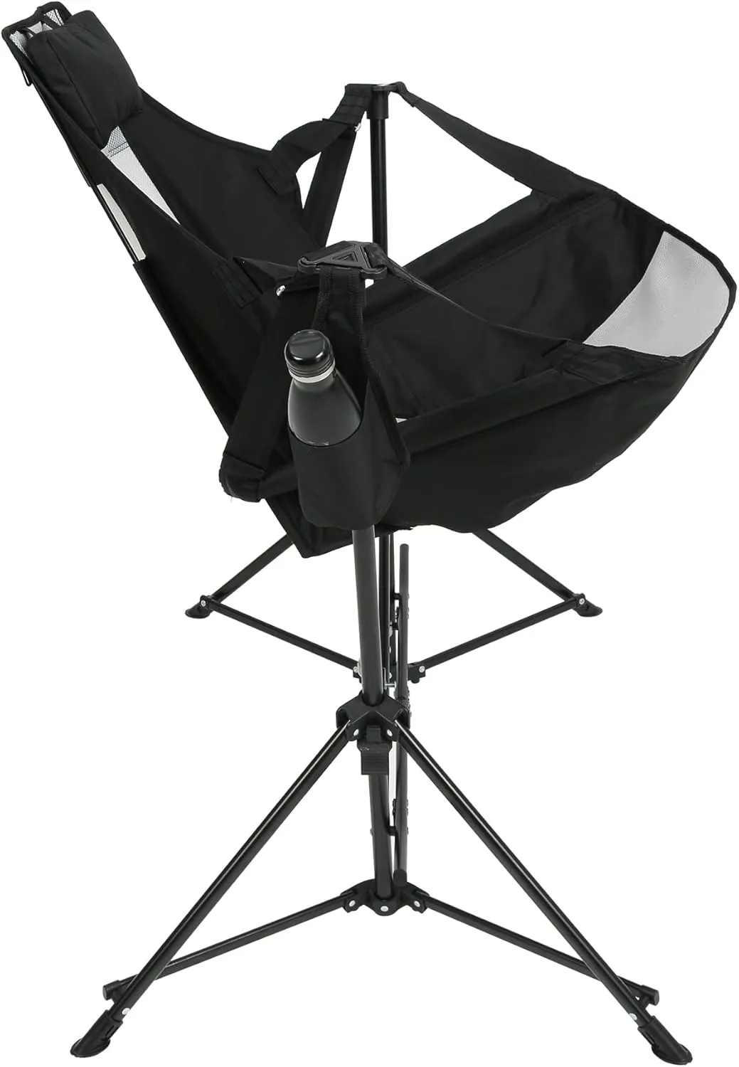 Hammock Camping Chair, Folding Portable Rocking Chair, Aluminum Alloy Adjustable Back Swinging Chair with Pillow Cup Holder, Recliner with Carry Bag for Outdoor Travel Lawn Backyard (1, Black)