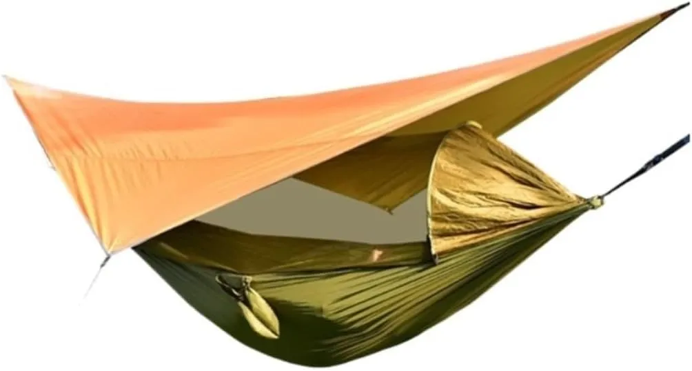 Hammock Canopy Mosquito Net Hammock Set Tent Parachute Cloth Camping Automatic Anti-Mosquito Mosquito Net Hammock Hammocks for Outside(Orange)