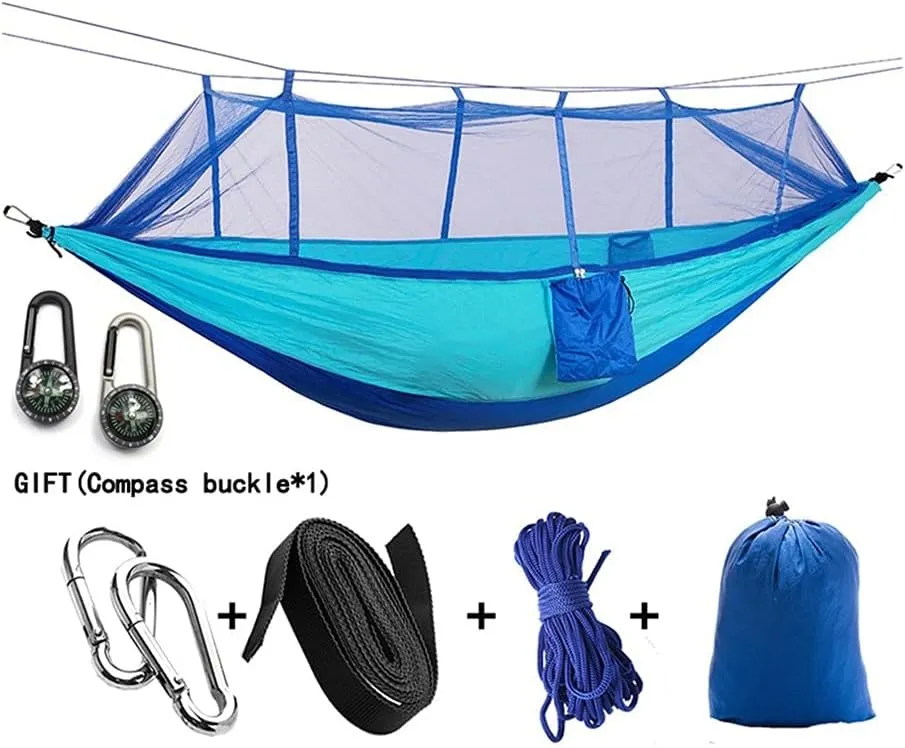 Hammock Handmade 1-2 Person Portable Outdoor Camping Hammock with Mosquito Net High Strength Parachute Fabric Hanging Bed Hunting Sleeping Swing Swing