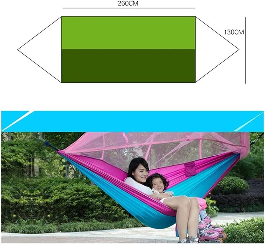 Hammock Handmade 1-2 Person Portable Outdoor Camping Hammock with Mosquito Net High Strength Parachute Fabric Hanging Bed Hunting Sleeping Swing Swing