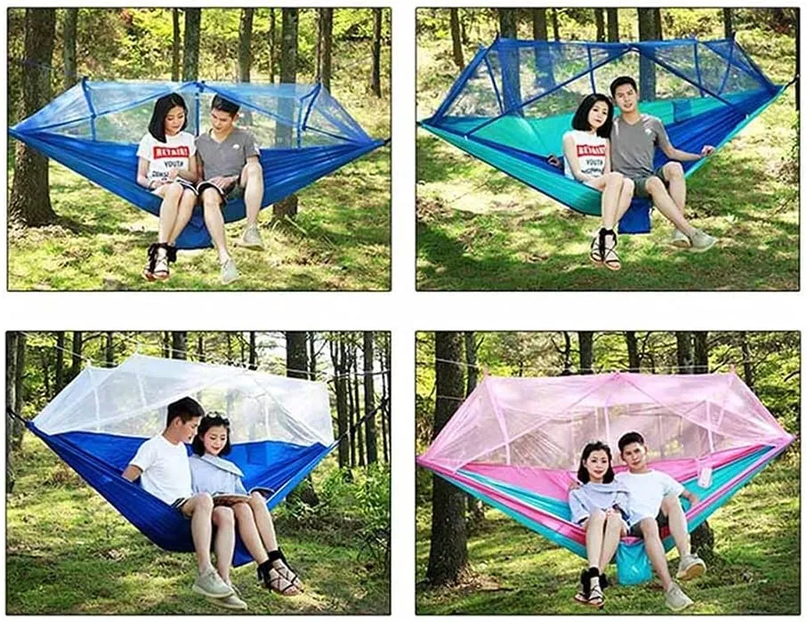 Hammock Handmade 1-2 Person Portable Outdoor Camping Hammock with Mosquito Net High Strength Parachute Fabric Hanging Bed Hunting Sleeping Swing Swing