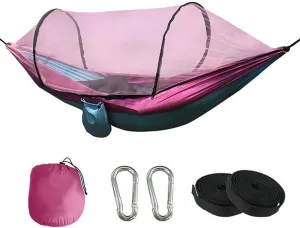 Hammock Mosquito Net Automatic Brace Mosquito Net Hammock Ultra-light Nylon Hammock Encryption Mesh(Pink)