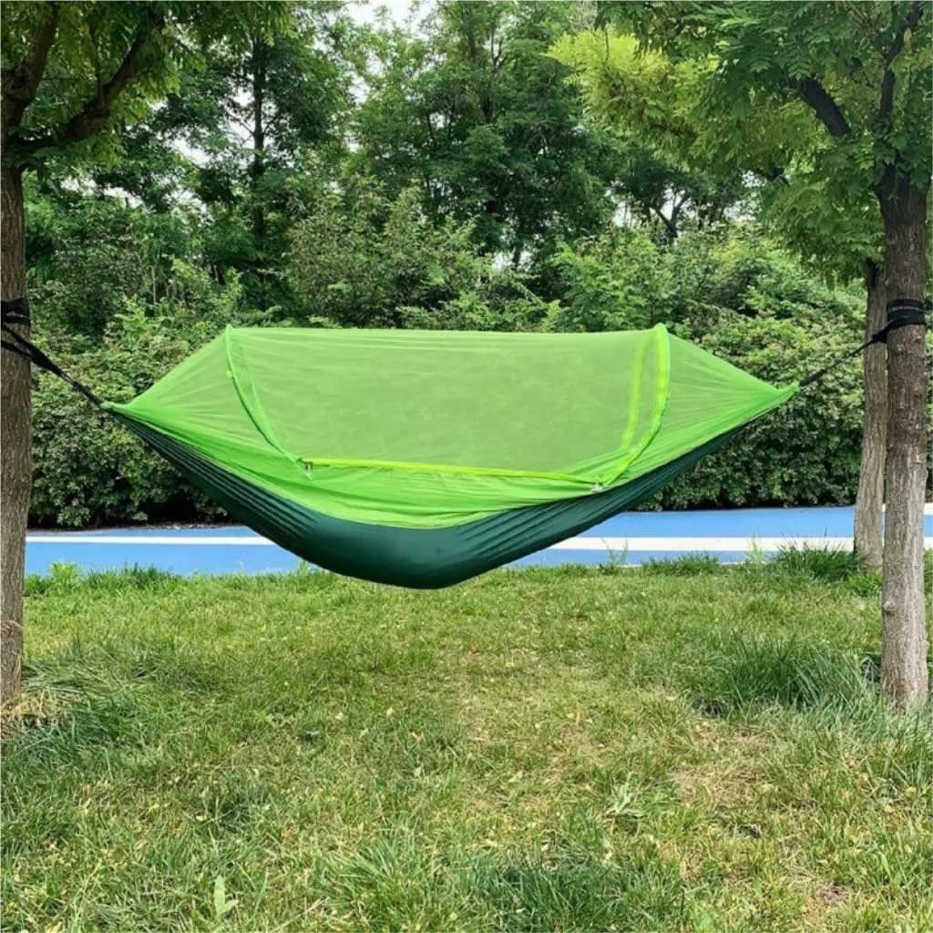 Hammock Mosquito Net Hammock Automatic Anti-Rollover Parachute Boni Silk Spinning Outdoor Strap Swing Chair Summer Hammocks for Outside(Blue)