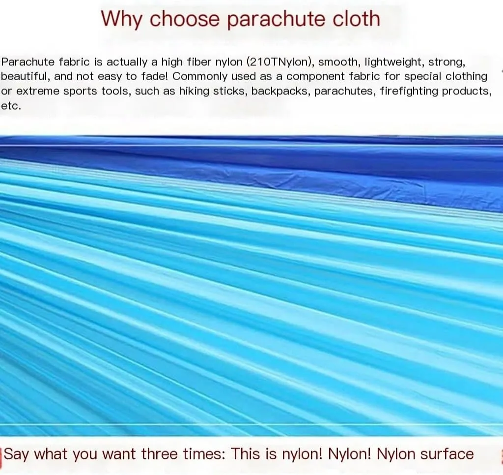 Hammock Mosquito Net Hammock Automatic Anti-Rollover Parachute Boni Silk Spinning Outdoor Strap Swing Chair Summer Hammocks for Outside(Blue)