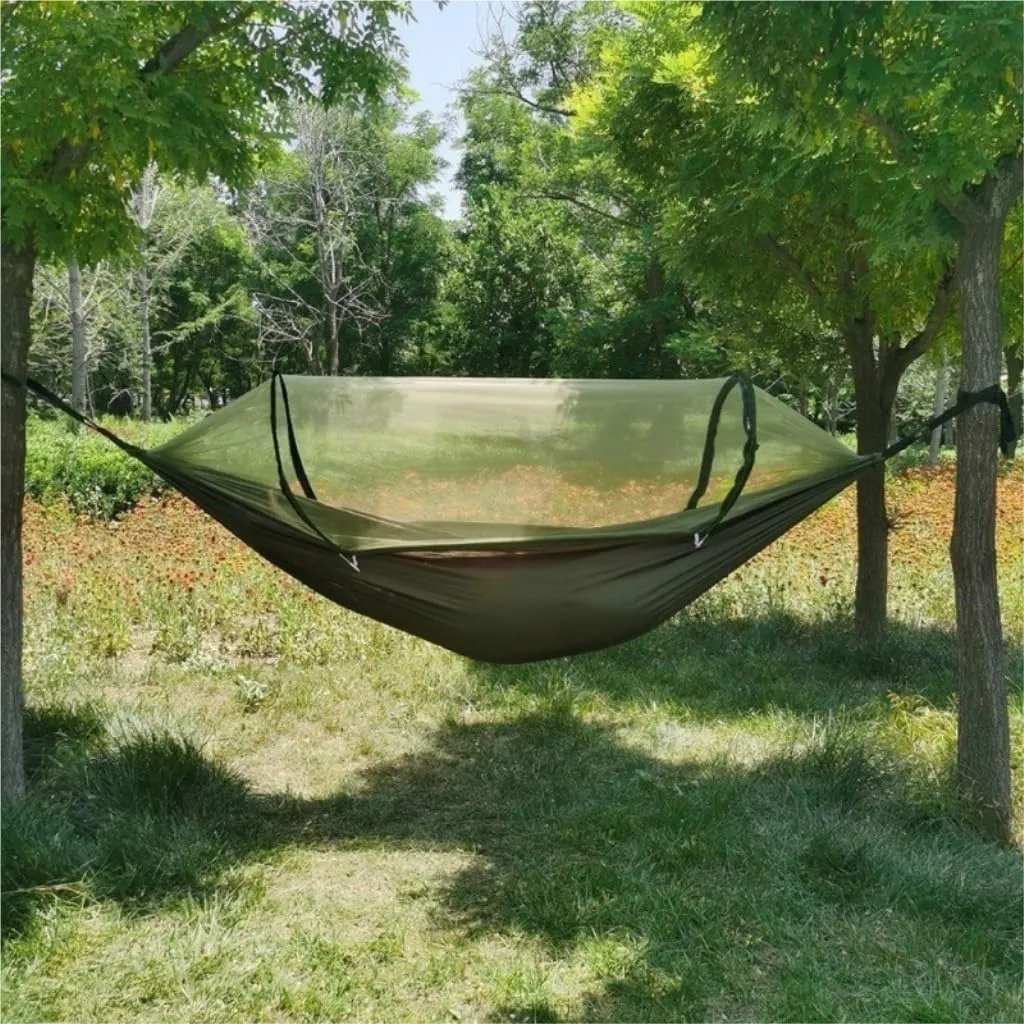 Hammock Mosquito Net Hammock Automatic Anti-Rollover Parachute Boni Silk Spinning Outdoor Strap Swing Chair Summer Hammocks for Outside(Blue)