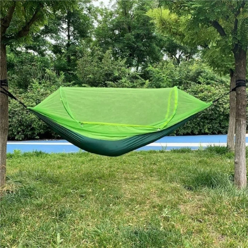 Hammock Mosquito Net Hammock Automatic Anti-Rollover Parachute Boni Silk Spinning Outdoor Strap Swing Chair Summer Hammocks for Outside(Blue)