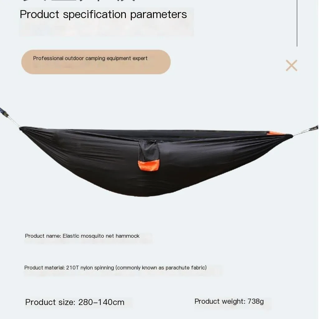 Hammock Mosquito Net Hammock Outdoor Nylon Double Hammock Encrypted Mesh Automatic Quick-Open Mosquito Net Hammock Hammocks for Outside(Orange)