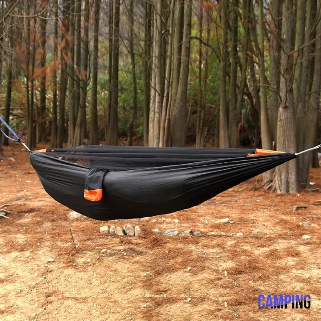 Hammock Mosquito Net Hammock Outdoor Nylon Double Hammock Encrypted Mesh Automatic Quick-Open Mosquito Net Hammock Hammocks for Outside(Orange)