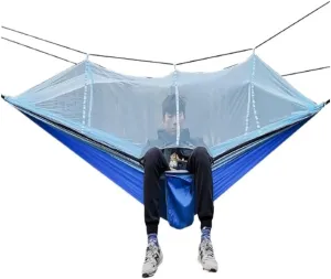 Hammock Multifunctional Outdoor Hammocks, with Mosquito Net, Enjoy a Comfortable Camping Time Hammocks for Outside(Blue)