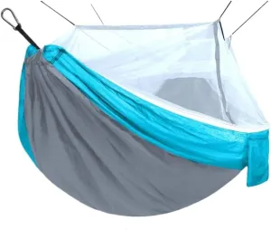 Hammock Outdoor Anti-Mosquito Hammock Automatic Quick Opening with Mosquito Net Parachute Cloth Single Double Hammocks for Outside(Blue,B)