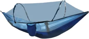 Hammock Outdoor Camping Anti-Rollover Nylon Hammock with Mosquito Net Automatic Quick-Opening Mosquito Net Hammock Hammocks for Outside(Blue)