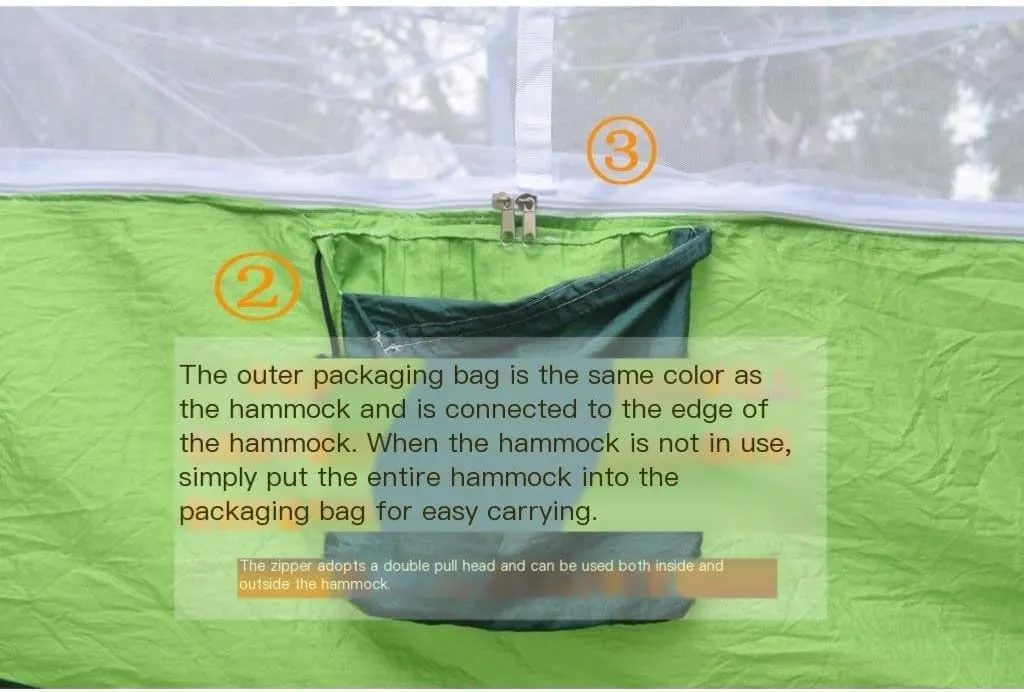 Hammock Outdoor Camping Outdoor Mosquito Net Hammock Double 210T Nylon Anti-Mosquito Parachute Cloth Air Camping Tent Hammocks for Outside(Blue)