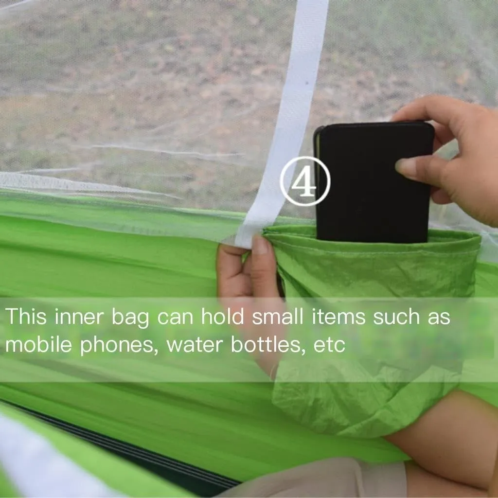 Hammock Outdoor Camping Outdoor Mosquito Net Hammock Double 210T Nylon Anti-Mosquito Parachute Cloth Air Camping Tent Hammocks for Outside(Blue)