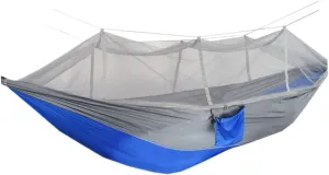 Hammock Outdoor Camping Outdoor Mosquito Net Hammock Double 210T Nylon Anti-Mosquito Parachute Cloth Air Camping Tent Hammocks for Outside(Blue)