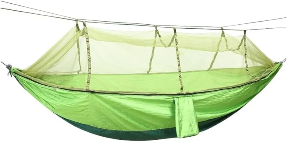 Hammock Outdoor Camping Parachute Hammock with Mosquito Net Anti-Mosquito Nylon Double Camping Portable Hammock Hammocks for Outside(Green)