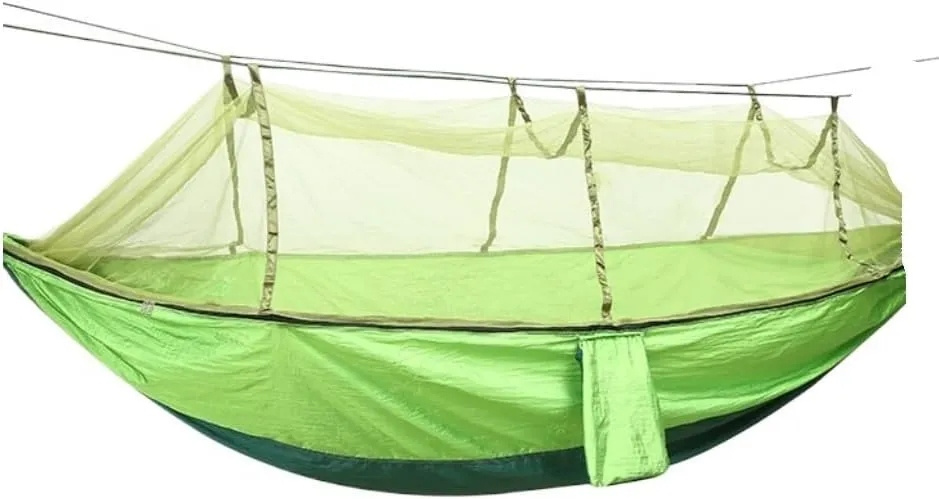 Hammock Outdoor Camping Parachute Hammock with Mosquito Net Anti-Mosquito Nylon Double Camping Portable Hammock Hammocks for Outside(Green)