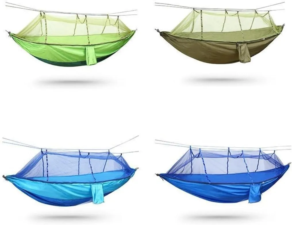 Hammock Outdoor Camping Parachute Hammock with Mosquito Net Anti-Mosquito Nylon Double Camping Portable Hammock Hammocks for Outside(Green)