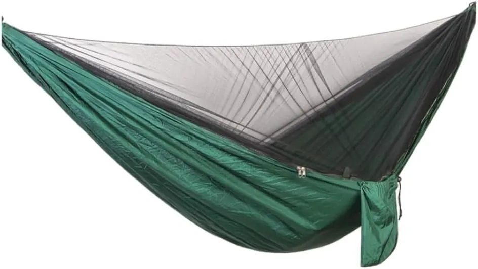 Hammock Outdoor Camping Quick-Open Mosquito Net Hammock 210T Nylon Hammock with Mosquito Net Outdoor Swing Hammock Hammocks for Outside(Green)