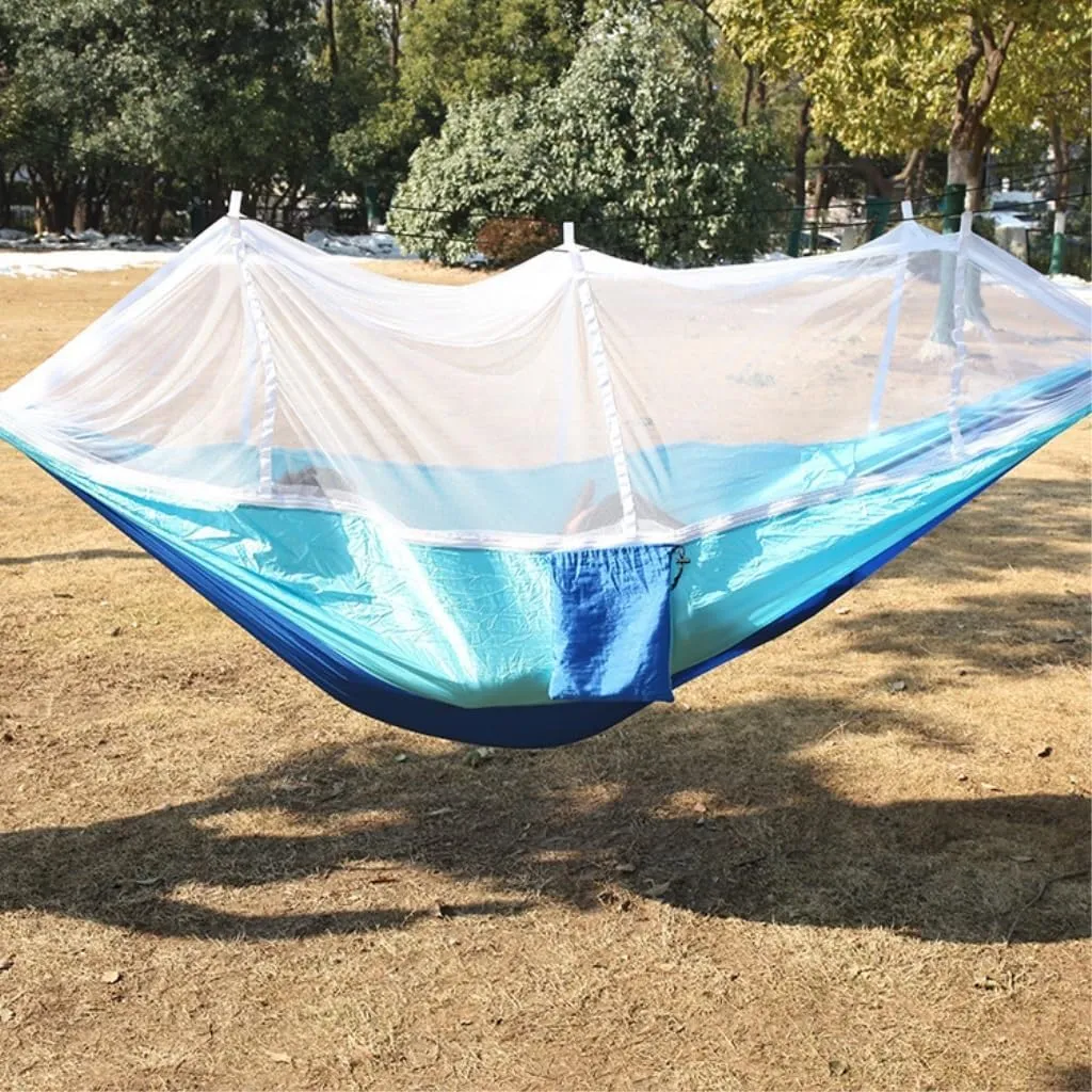 Hammock Outdoor Supplies Parachute Hammock with Mosquito Net Anti-Mosquito Nylon Single and Double Camping Hammock Hammocks for Outside(Blue)