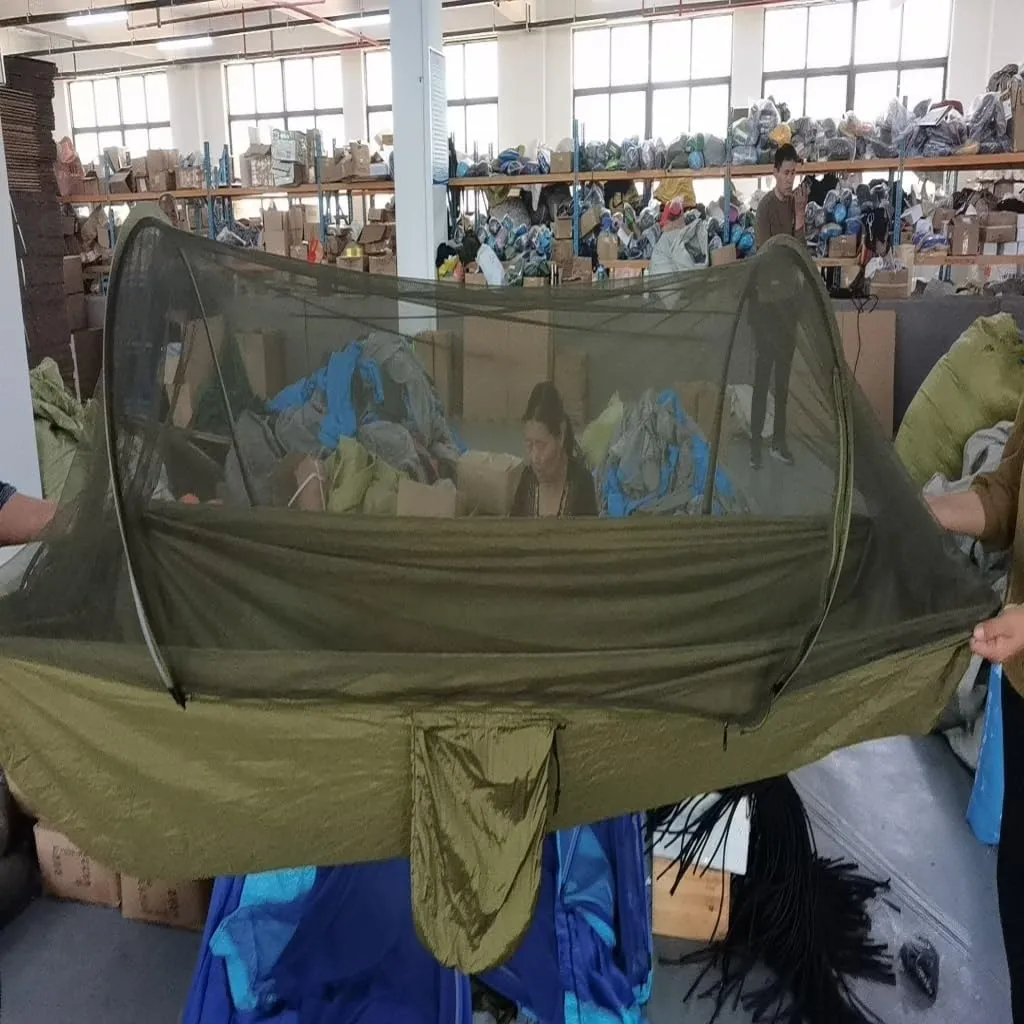 Hammock Outdoor Supplies Parachute Hammock with Mosquito Net Anti-Mosquito Nylon Single and Double Camping Hammock Hammocks for Outside(Blue)