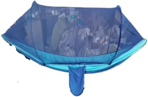 Hammock Outdoor Supplies Parachute Hammock with Mosquito Net Anti-Mosquito Nylon Single and Double Camping Hammock Hammocks for Outside(Blue)