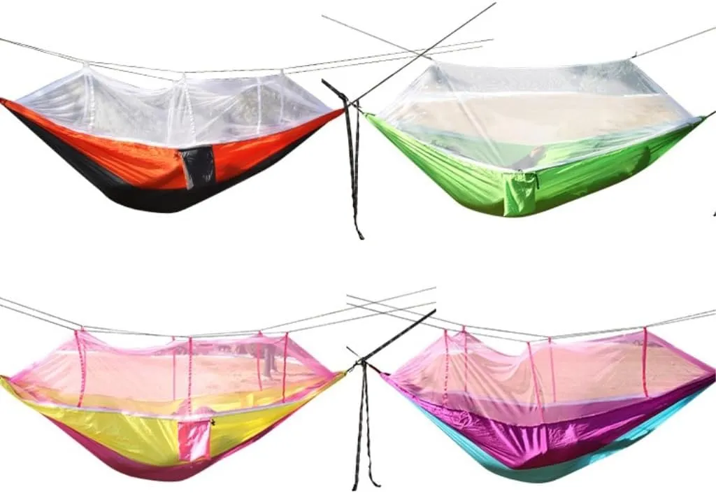 Hammock Outdoor Supplies Parachute Hammock with Mosquito Net Anti-Mosquito Nylon Single and Double Camping Hammock Hammocks for Outside(Blue)