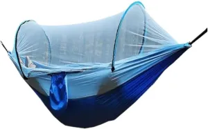Hammock Quick-Open Mosquito Net Hammock Outdoor Anti-Rollover Single and Double Outdoor Camping Anti-Mosquito Hammocks for Outside(Blue,A)