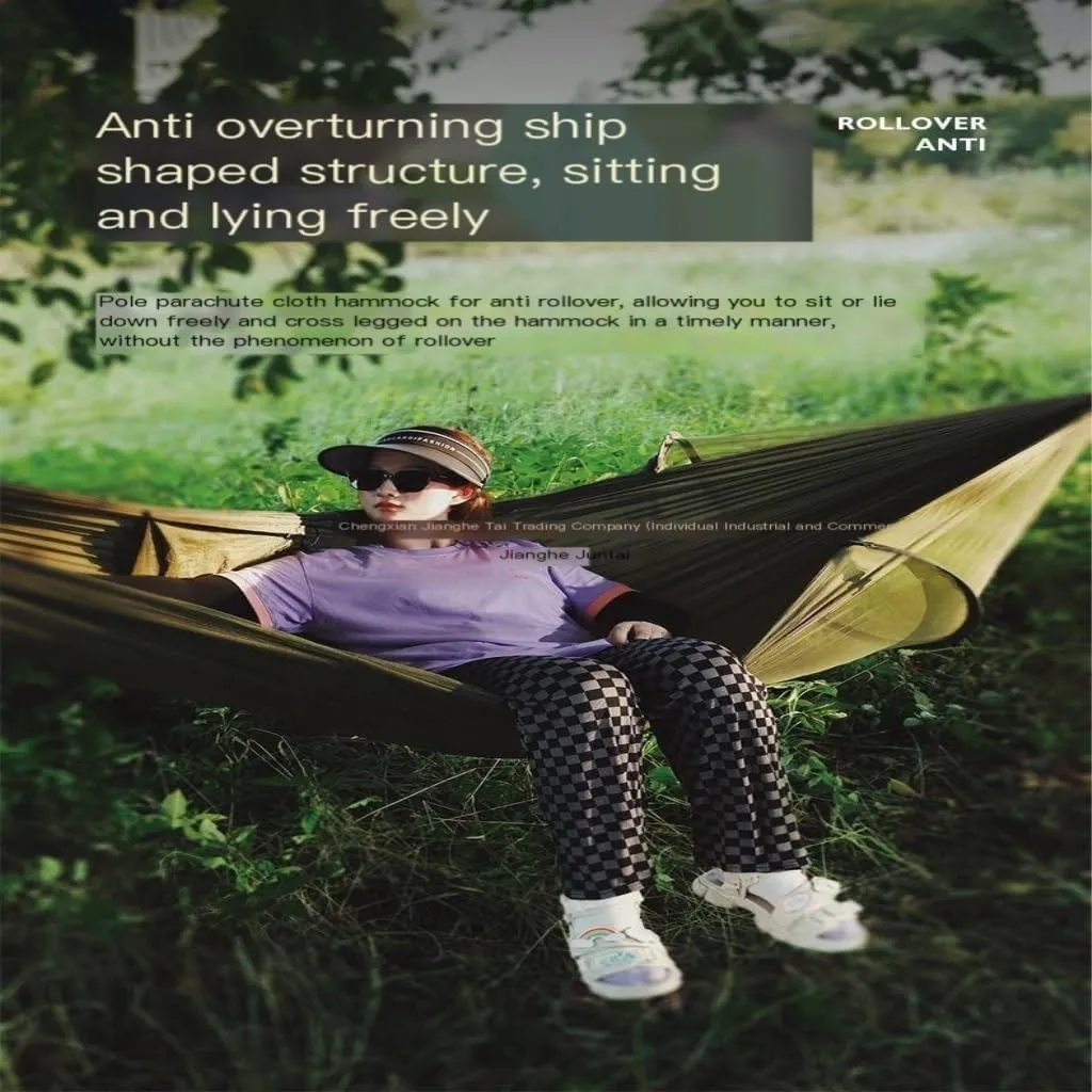 Hammock Quick-Open Mosquito Net Hammock Outdoor Anti-Rollover Single and Double Outdoor Camping Anti-Mosquito Hammocks for Outside(Blue,A)