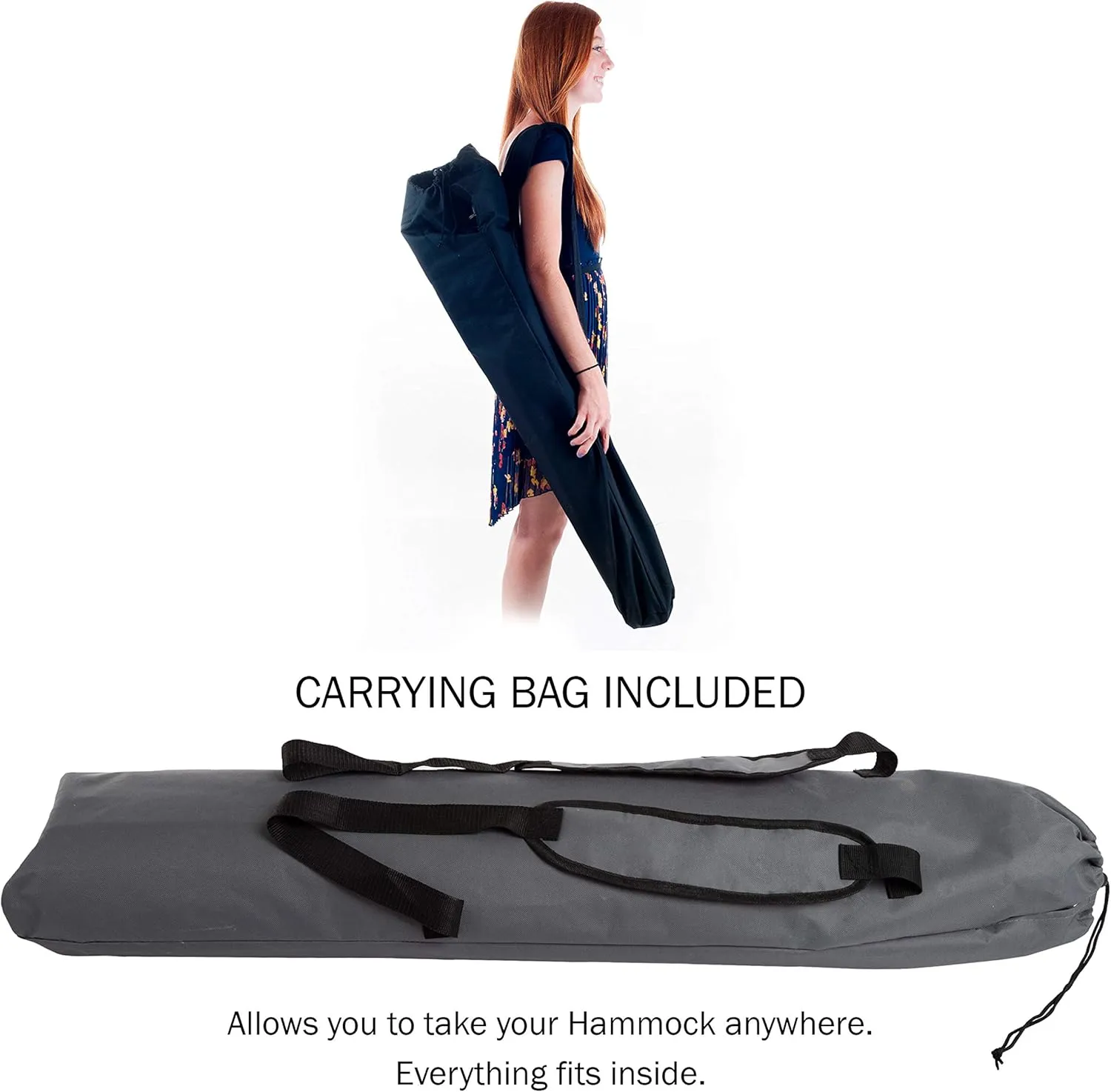 Hammock with Stand Included - Portable Hammock Fits into Carry Bag for Easy Travel - Perfect for Backyard, Pool, Beach, Hiking by Lavish Home (Gray)