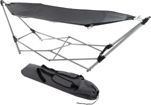 Hammock with Stand Included - Portable Hammock Fits into Carry Bag for Easy Travel - Perfect for Backyard, Pool, Beach, Hiking by Lavish Home (Gray)
