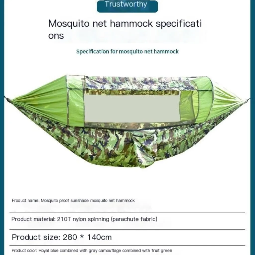 Hammocks Canopy Mosquito Net Hammock Set Tent Parachute Cloth Camping Automatic Anti-Mosquito Mosquito Net Hammock Camping Hammocks