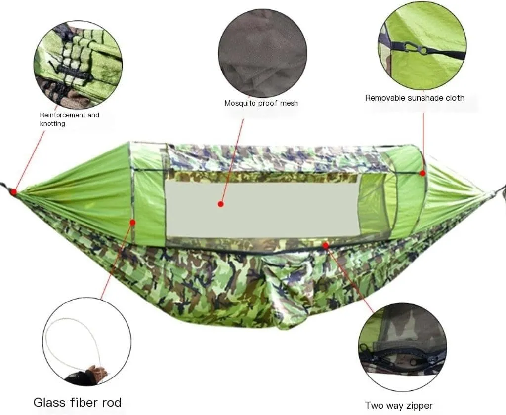 Hammocks Canopy Mosquito Net Hammock Set Tent Parachute Cloth Camping Automatic Anti-Mosquito Mosquito Net Hammock Camping Hammocks