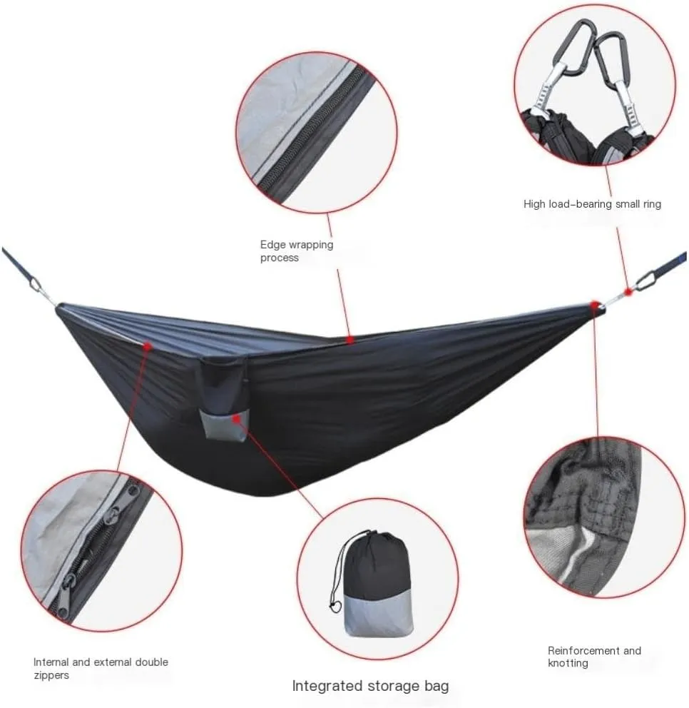 Hammocks Canopy Mosquito Net Hammock Set Tent Parachute Cloth Camping Automatic Anti-Mosquito Mosquito Net Hammock Camping Hammocks(A)