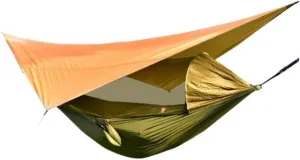 Hammocks Canopy Mosquito Net Hammock Set Tent Parachute Cloth Camping Automatic Anti-Mosquito Mosquito Net Hammock Camping Hammocks(Orange)