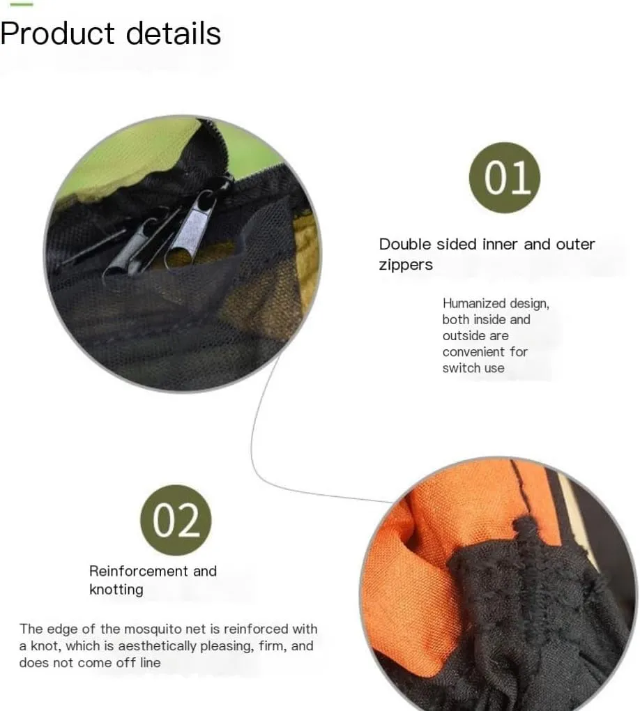 Hammocks Canopy Mosquito Net Hammock Set Tent Parachute Cloth Camping Automatic Anti-Mosquito Mosquito Net Hammock Camping Hammocks(Orange)