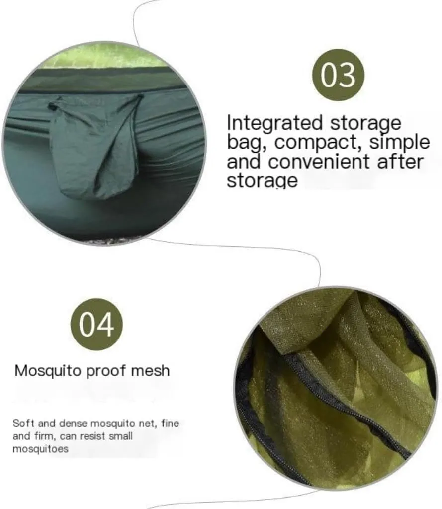 Hammocks Canopy Mosquito Net Hammock Set Tent Parachute Cloth Camping Automatic Anti-Mosquito Mosquito Net Hammock Camping Hammocks(Orange)
