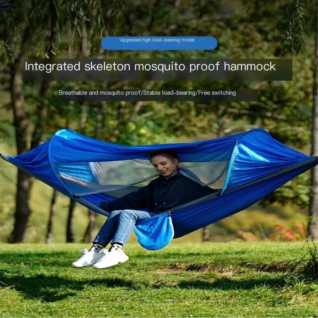 Hammocks Explorer Hammock Outdoor Camping Swing Anti-Rollover Anti-Mosquito Dormitory Adult Double Ultra-Light Camping Hammocks(Black)