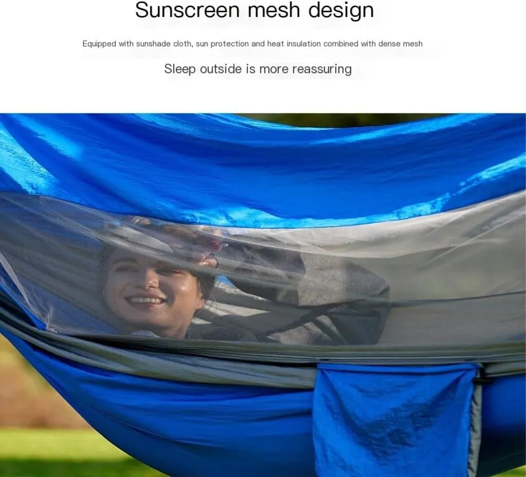 Hammocks Explorer Hammock Outdoor Camping Swing Anti-Rollover Anti-Mosquito Dormitory Adult Double Ultra-Light Camping Hammocks(Black)