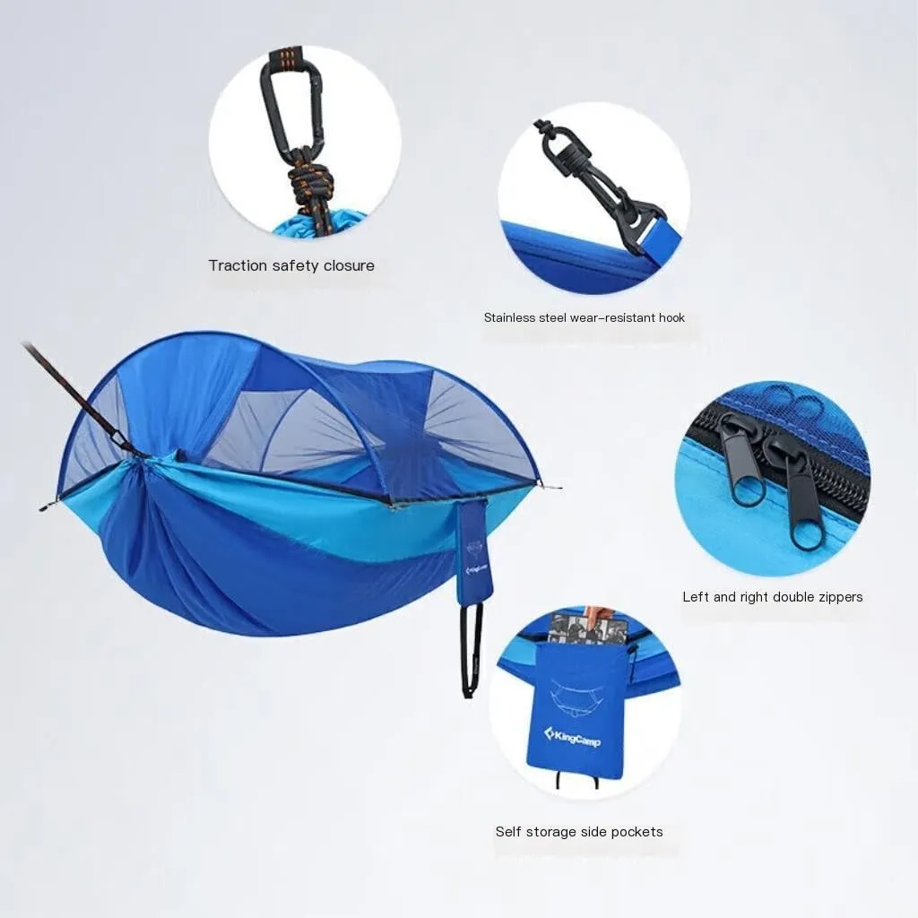 Hammocks Explorer Hammock Outdoor Camping Swing Anti-Rollover Anti-Mosquito Dormitory Adult Double Ultra-Light Camping Hammocks(Black)