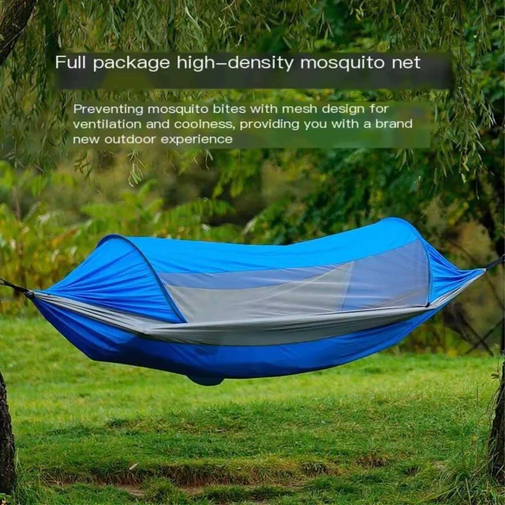 Hammocks Explorer Hammock Outdoor Camping Swing Anti-Rollover Anti-Mosquito Dormitory Adult Double Ultra-Light Camping Hammocks(Black)