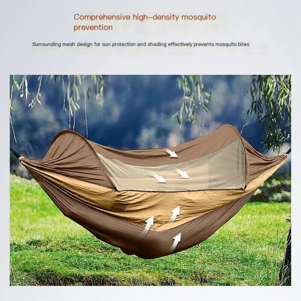 Hammocks Explorer Hammock Outdoor Camping Swing Anti-Rollover Anti-Mosquito Dormitory Adult Double Ultra-Light Camping Hammocks(Black)