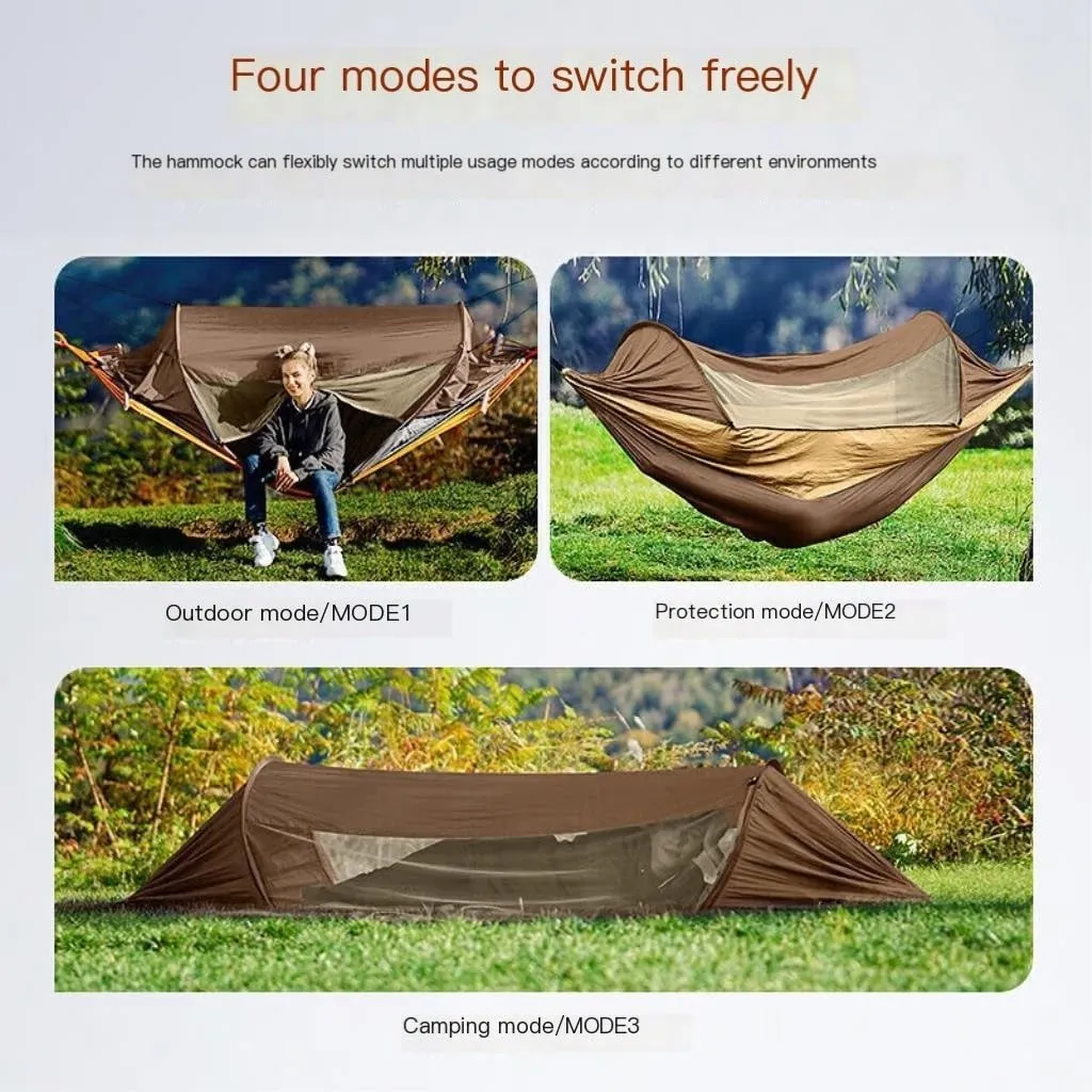 Hammocks Explorer Hammock Outdoor Camping Swing Anti-Rollover Anti-Mosquito Dormitory Adult Double Ultra-Light Camping Hammocks(Black)